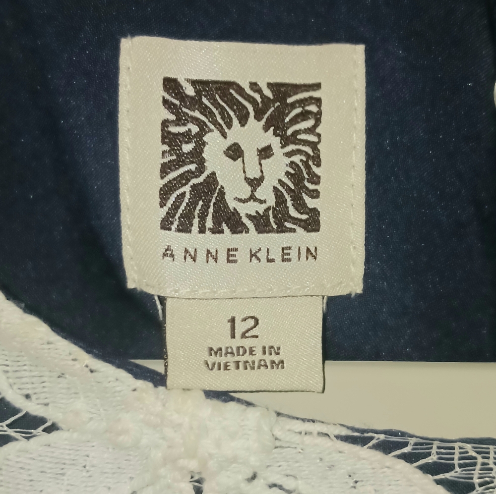 Anne Klein Women's Navy Blue And White Sleeveless Dress Size 12 - Picture 4 of 10